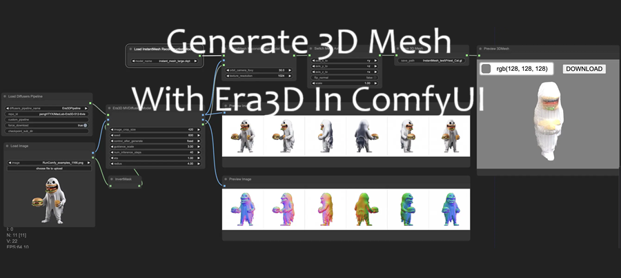 ComfyUI使用Era3D生成3D网格